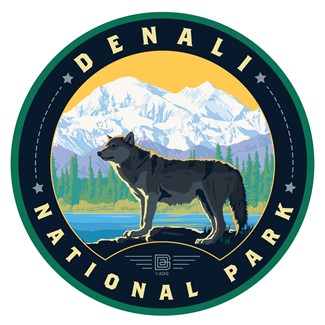 Denali NP Wolf Circle Sticker