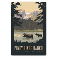 Piney River Ranch Vail CO Two Moose Magnetic Postcard
