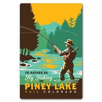 Piney River Ranch Vail CO Fly Fisherman Magnetic Postcard