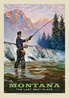 MT The Last Best Place Fly Fishing Postcard