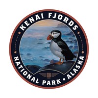 Kenai Fjords Puffin Circle Sticker