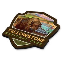Yellowstone NP Bison Crossing Emblem WM
