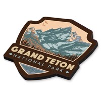 Grand Teton NP Morning Glory Emblem Wood Magnet