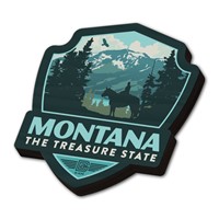 Montana Majestic Magical Horseback Emblem Wood Magnet