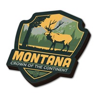 Montana Elk Emblem Wood Magnet