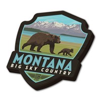 Montana Big Sky Country Bears Emblem Wood Magnet