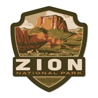 Zion NP The Promised Land Emblem Wood Magnet