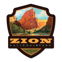 Zion NP Virgin River Valley Emblem Wood Magnet