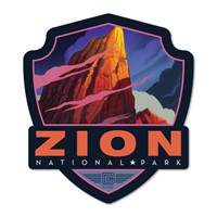 Zion NP Golden Hourn Emblem Wood Magnet