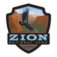 Zion NP Condor Emblem Wood Magnet