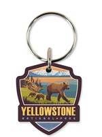 Yellowstone Lake Emblem Wood Key Ring