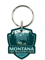 Montana Majestic Horseback Emblem Wood Key Ring