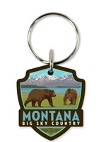 Montana Big Sky Country Bears Emblem Wood Key Ring