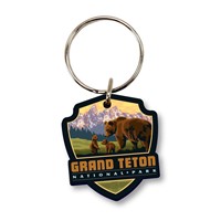 Grand Teton NP Bears Emblem Wood Key Ring