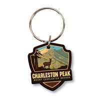 Charleston Peak Emblem Wood Key Ring
