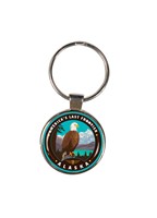 AK Perched Eagle Circle Dome Key Ring