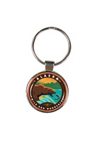AK Fishing Bears Circle Dome Key Ring