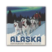 AK Dog Sled Square Magnet
