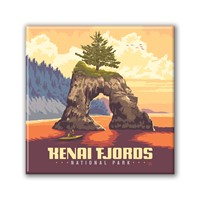 Kenai Fjords NP Kayaker Square Magnet