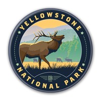 Yellowstone NP Elk Circle Magnet