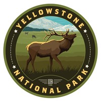 Yellowstone NP Bugling Elk Circle Sticker