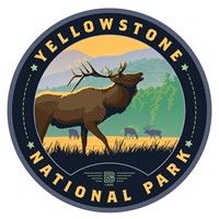 Yellowstone NP Elk Circle Sticker