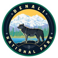 Denali NP Wolf Circle Sticker